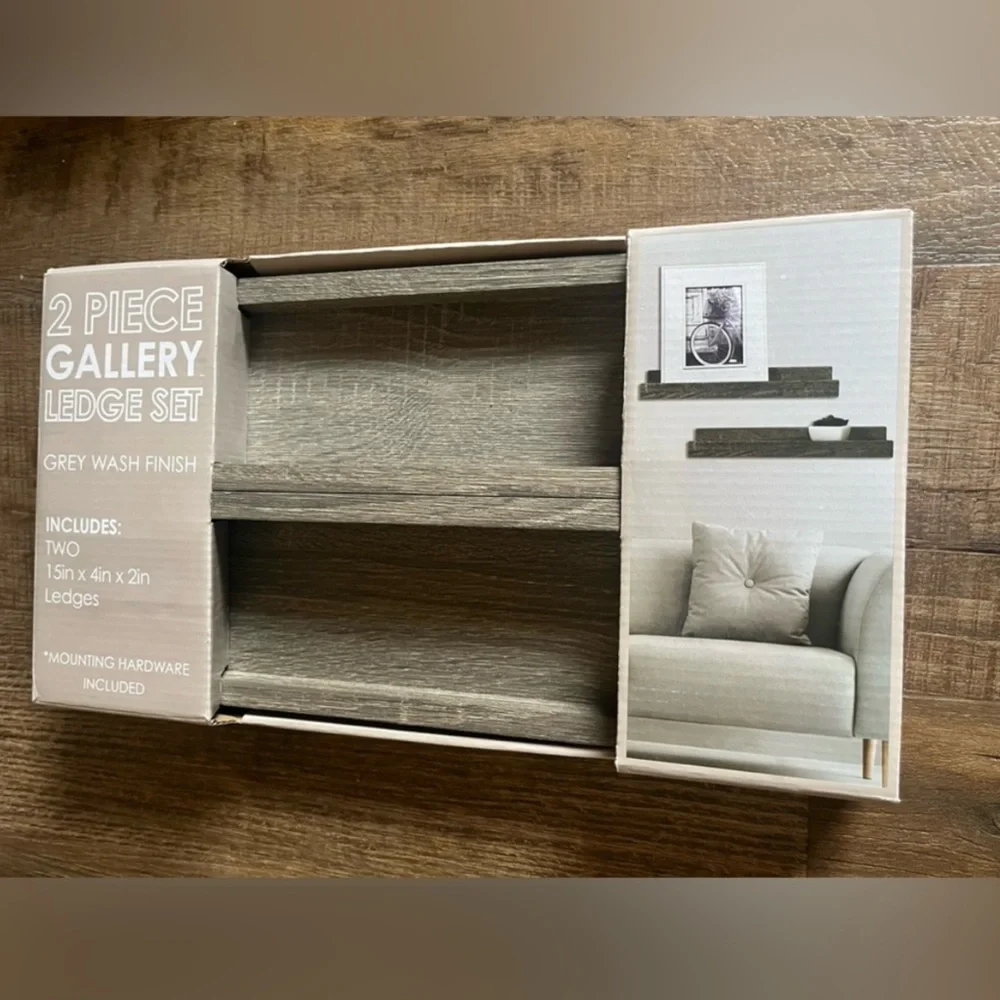 Rustic Gray Wall Shelf Set-2 Piece. New in box. 15in x 4in x2in